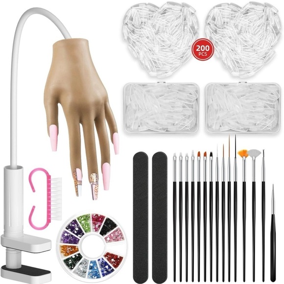 Other - Practice Hand for Acrylic Nails - Nail Tips Fake Hand - Flexible Practice Hand